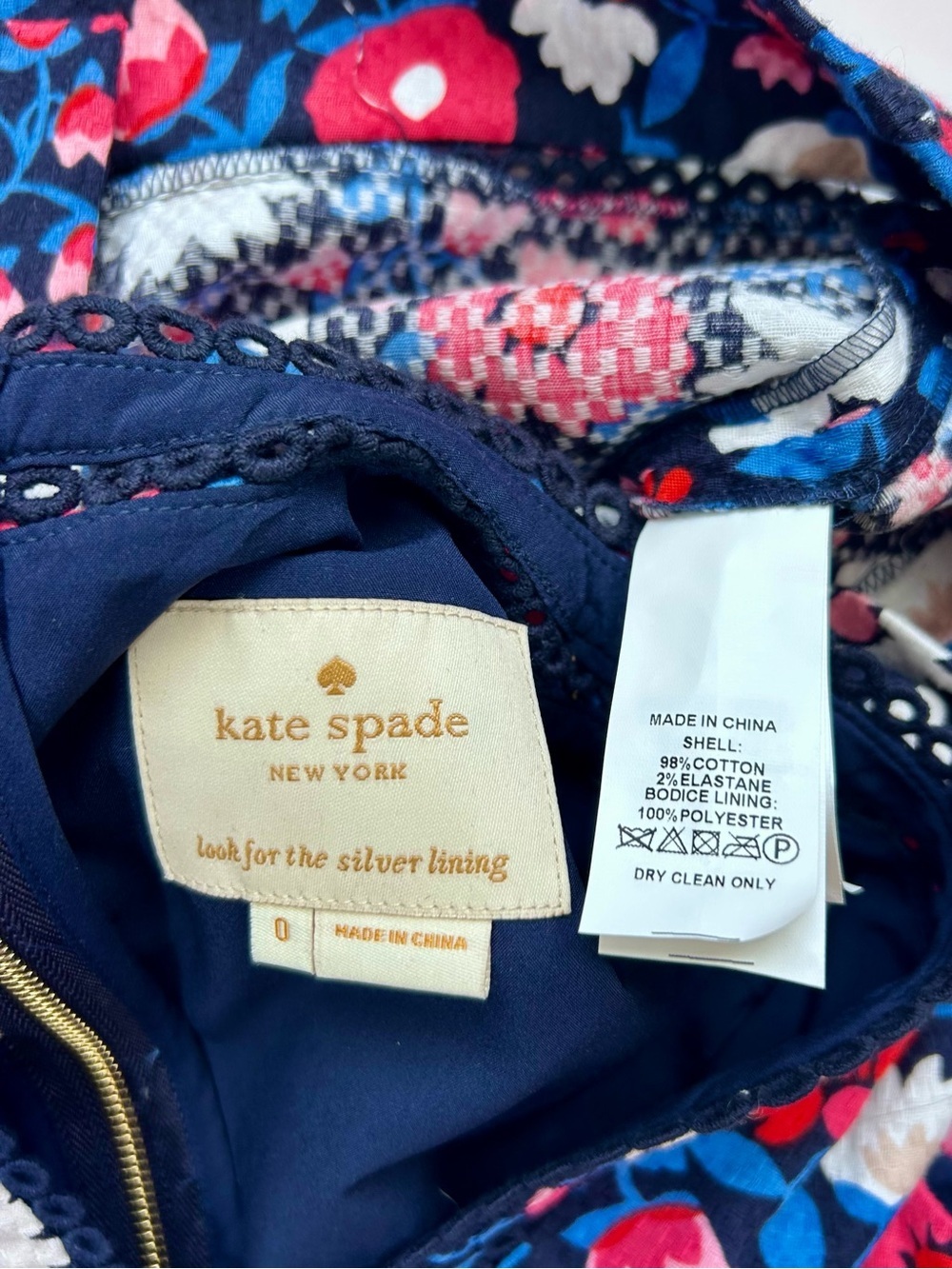 Kate Spade Shore Thing Daisy Jacquard Navy Blue Sheath Dress Size 0 $328 - Picture 11 of 12